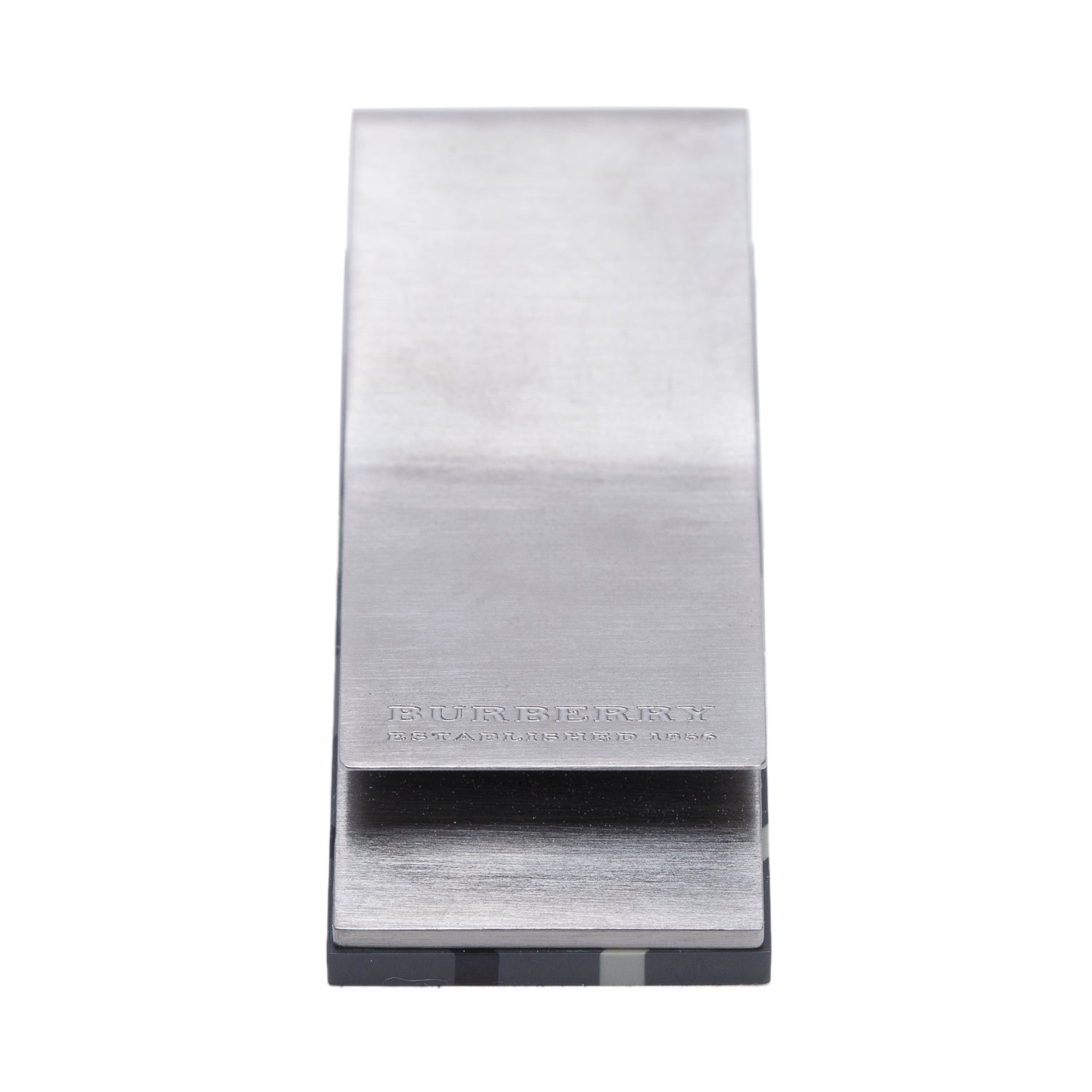 Burberry Gun-Metal Enamel Nova Check Money Clip