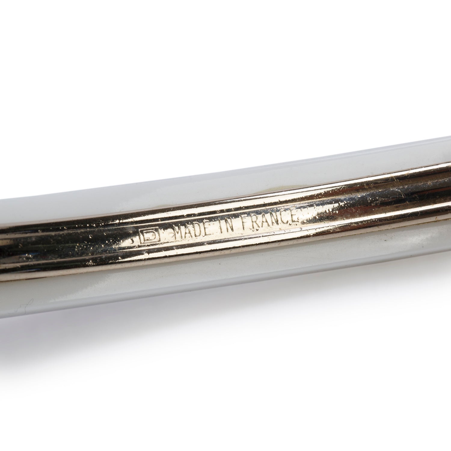 Chanel Gold-Plated White Resin Logo Coco Chanel Hair Clip Barrette