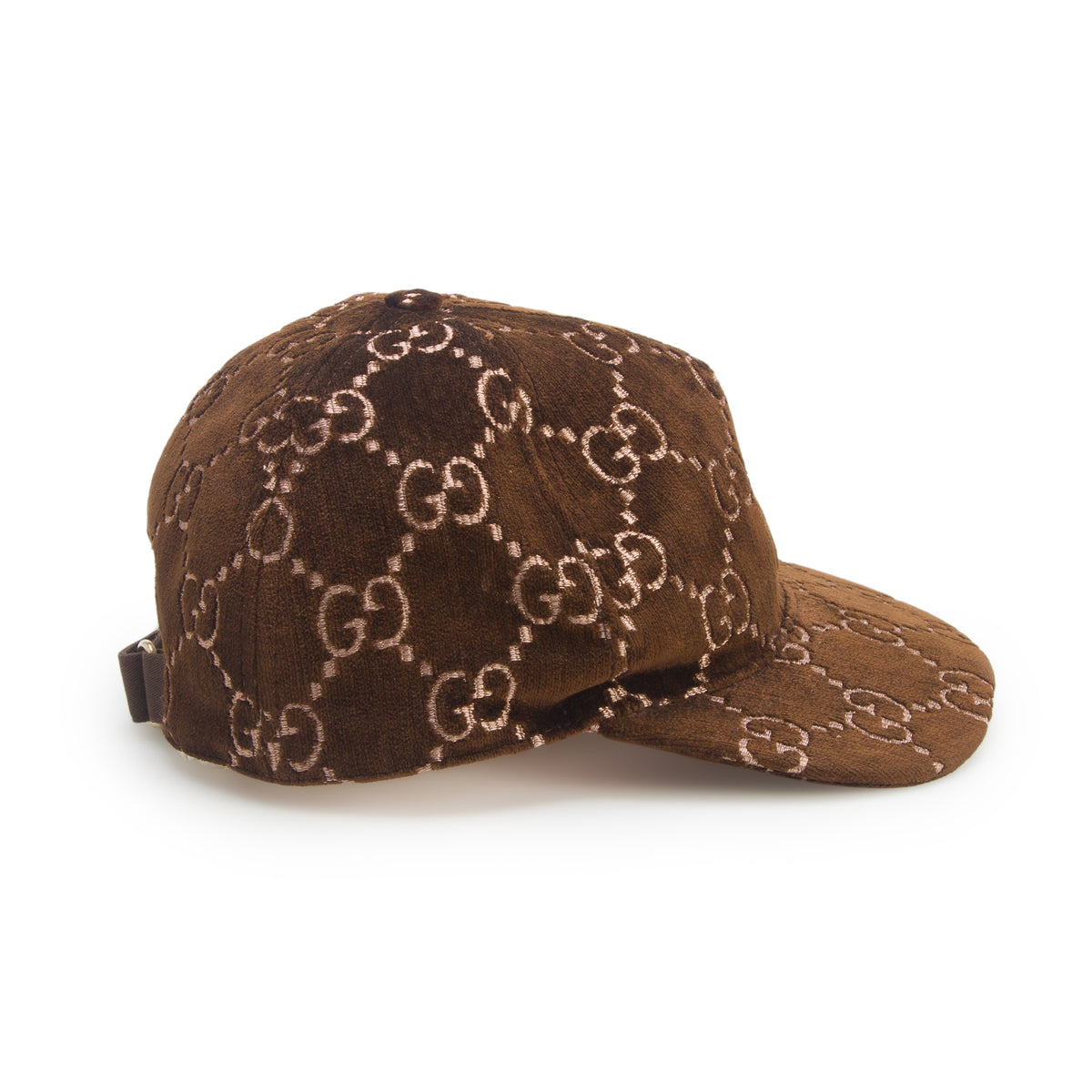 Gucci Brown GG Velvet Baseball Hat, Size M 57