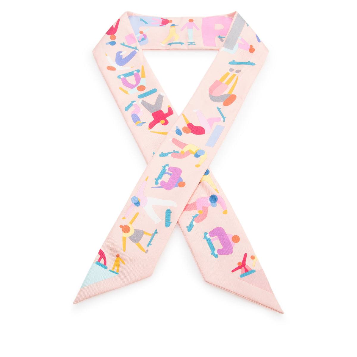 Hermes Pink/Multicolor 'Figures Libres' Silk Twilly