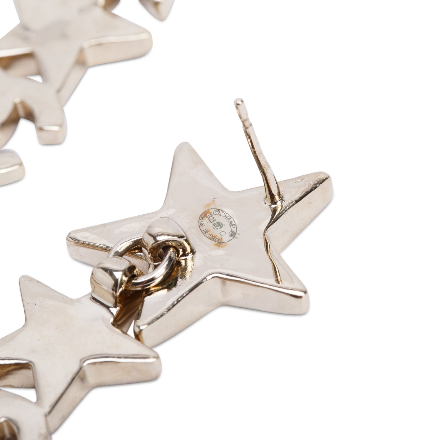 Chanel 2023 Gold Plated Strass CC Star Drop Earrings w/ Box