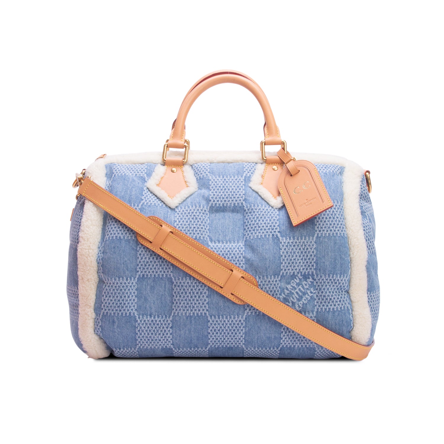 Louis Vuitton 2026 Blue Damier Denim 3D Speedy Bandouliere 40 w/ Box, Receipt & Strap