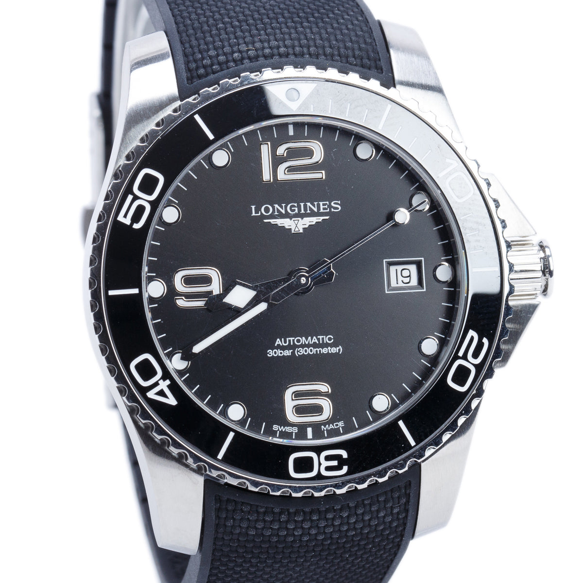 Longines Stainless Steel HydroConquest 41 MM Automatic Watch Black Dial w/ Box & Papers