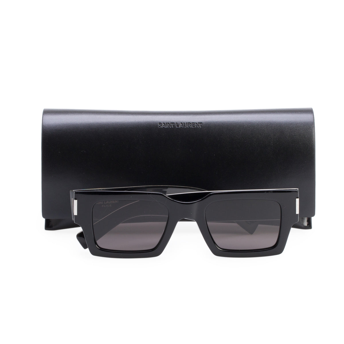 Saint Laurent SL 572 Black Acetate Rectangle Sunglasses w/ Case