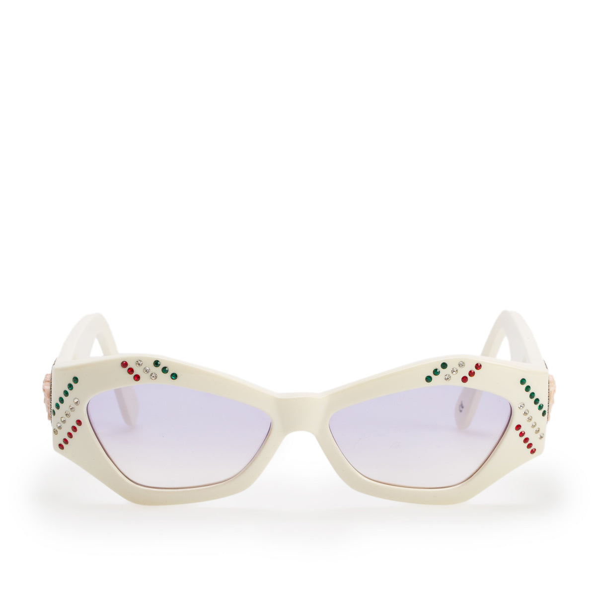 Versace MOD.421/E White Acetate Crystal Medusa Cat-Eye Sunglasses w/ Box & Case