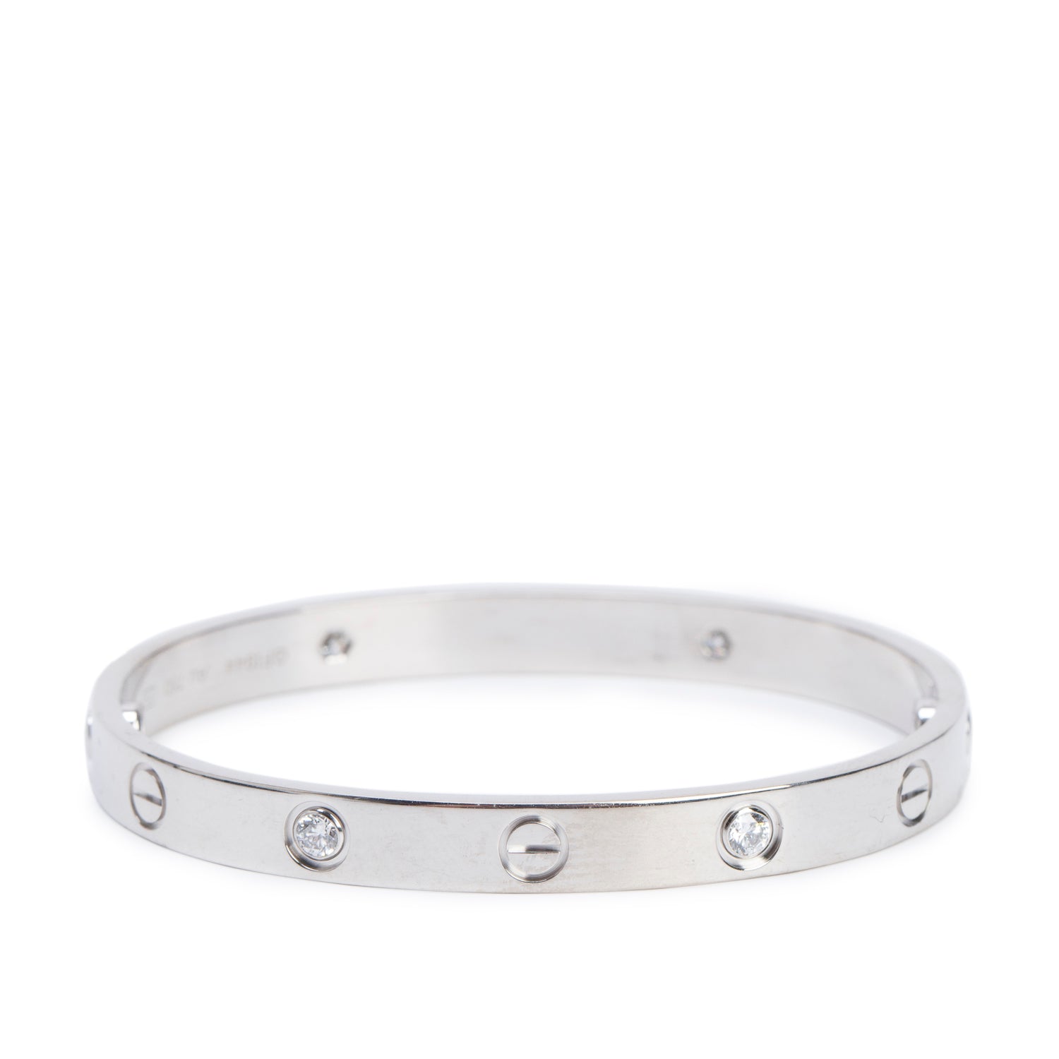Cartier 18k White Gold Love Bracelet with 4 Diamonds, Classic Model Size 16 w/ Box