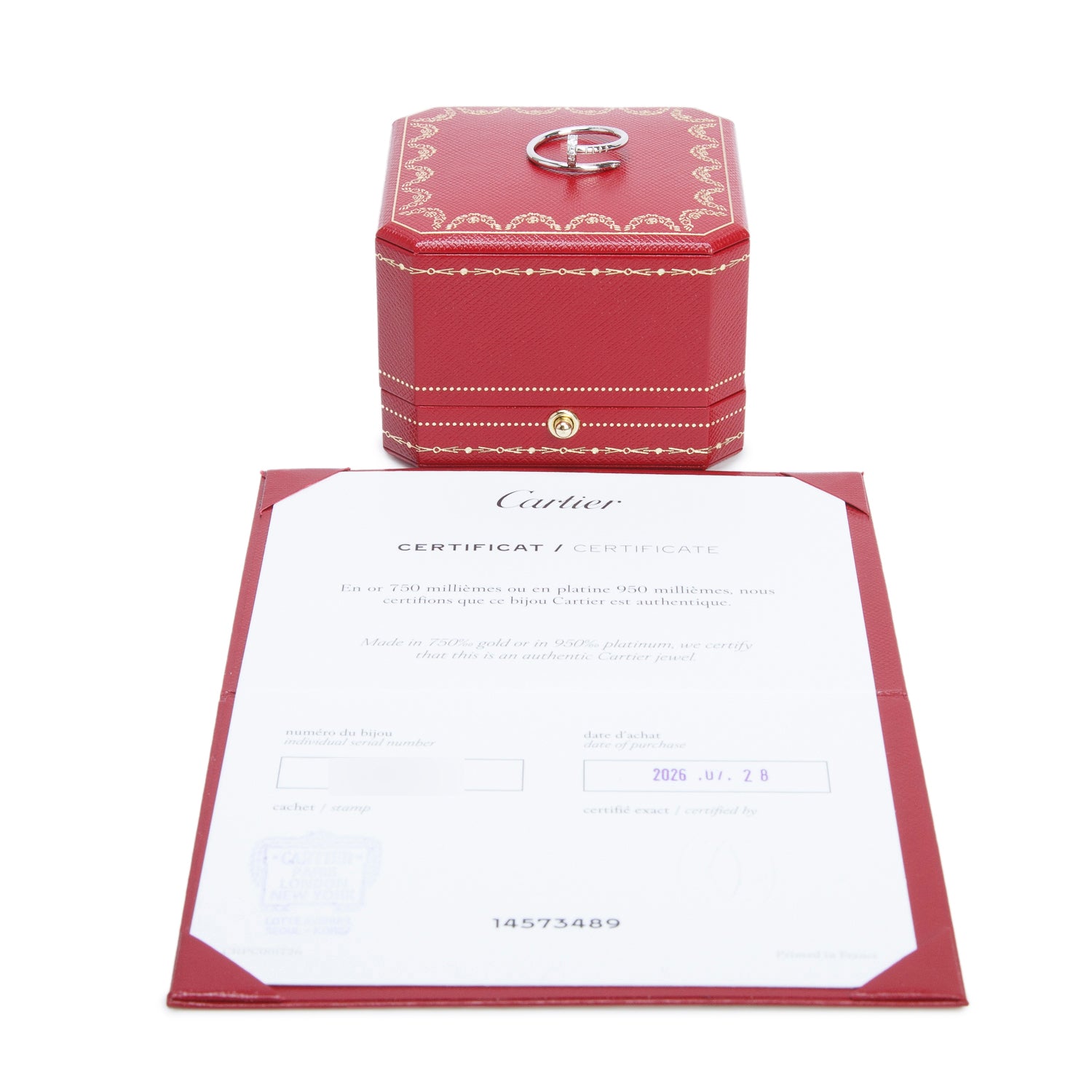 Cartier 2026 18k White Gold Diamond Juste Un Clou Ring, Small Model, Size 54 6.75 w/ Box & Certificate