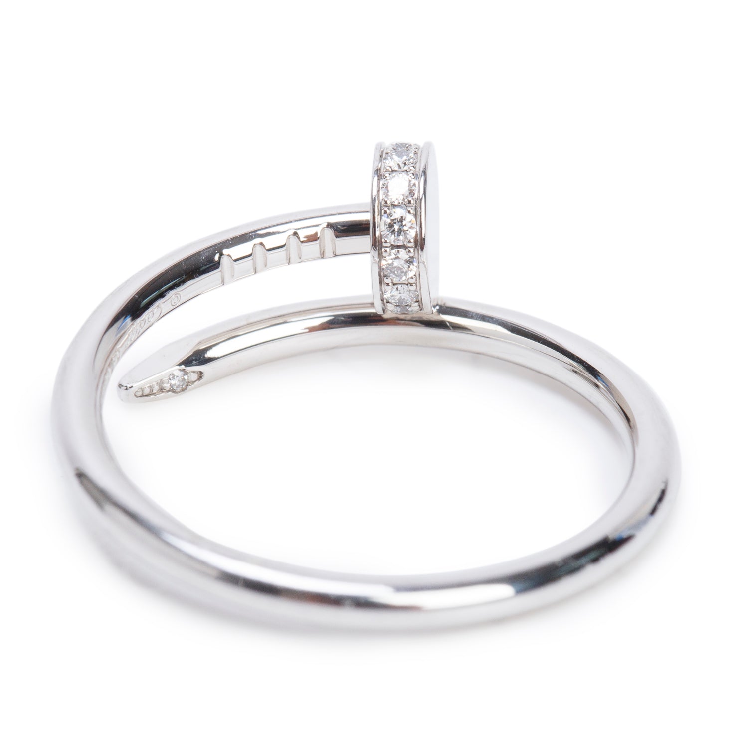 Cartier 2026 18k White Gold Diamond Juste Un Clou Ring, Small Model, Size 54 6.75 w/ Box & Certificate