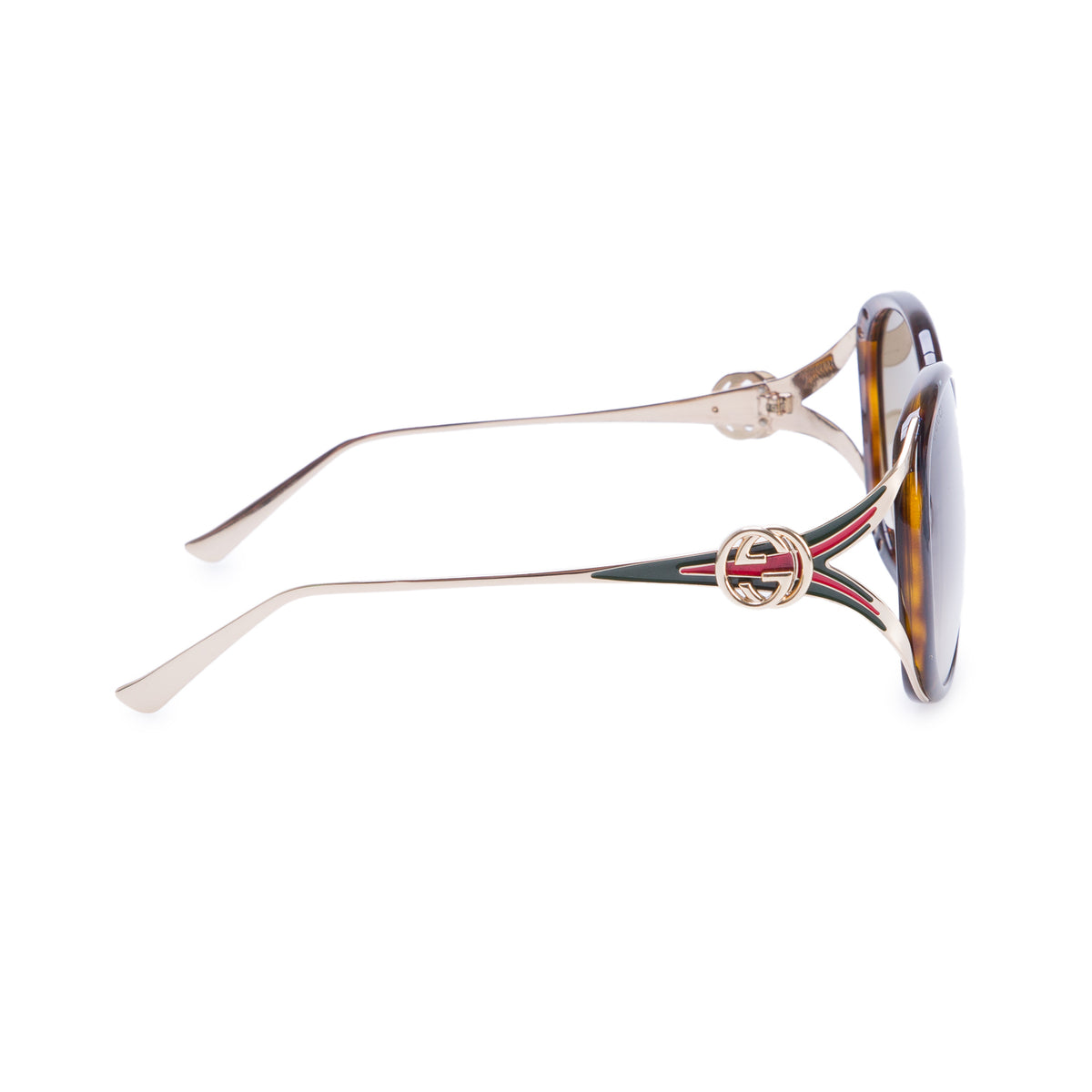 Gucci GG0226SK Havana Acetate Interlocking GG Web Oversized Oval Sunglasses