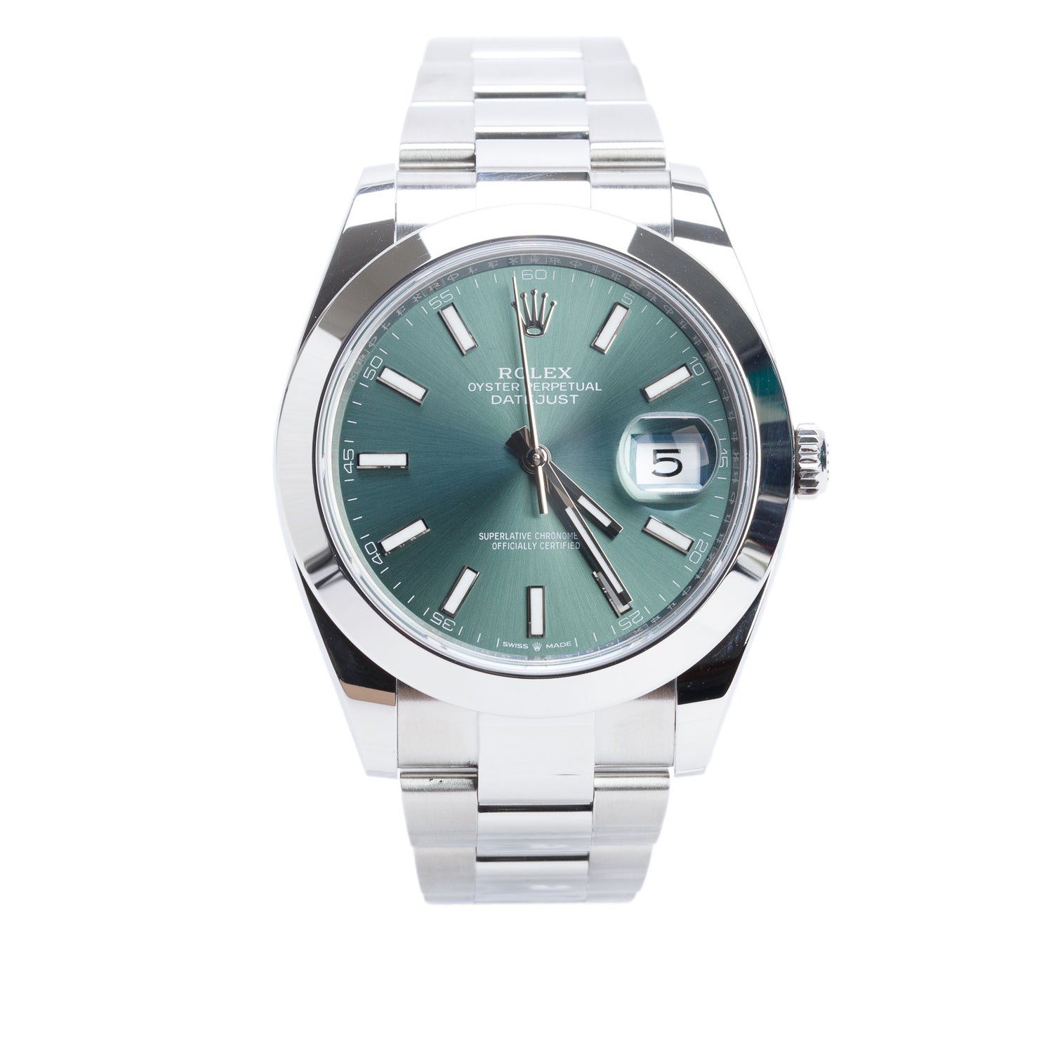 Rolex 2024 Stainless Steel Datejust 41 MM Automatic Watch Mint Green Dial 126300 w/ Box & Papers