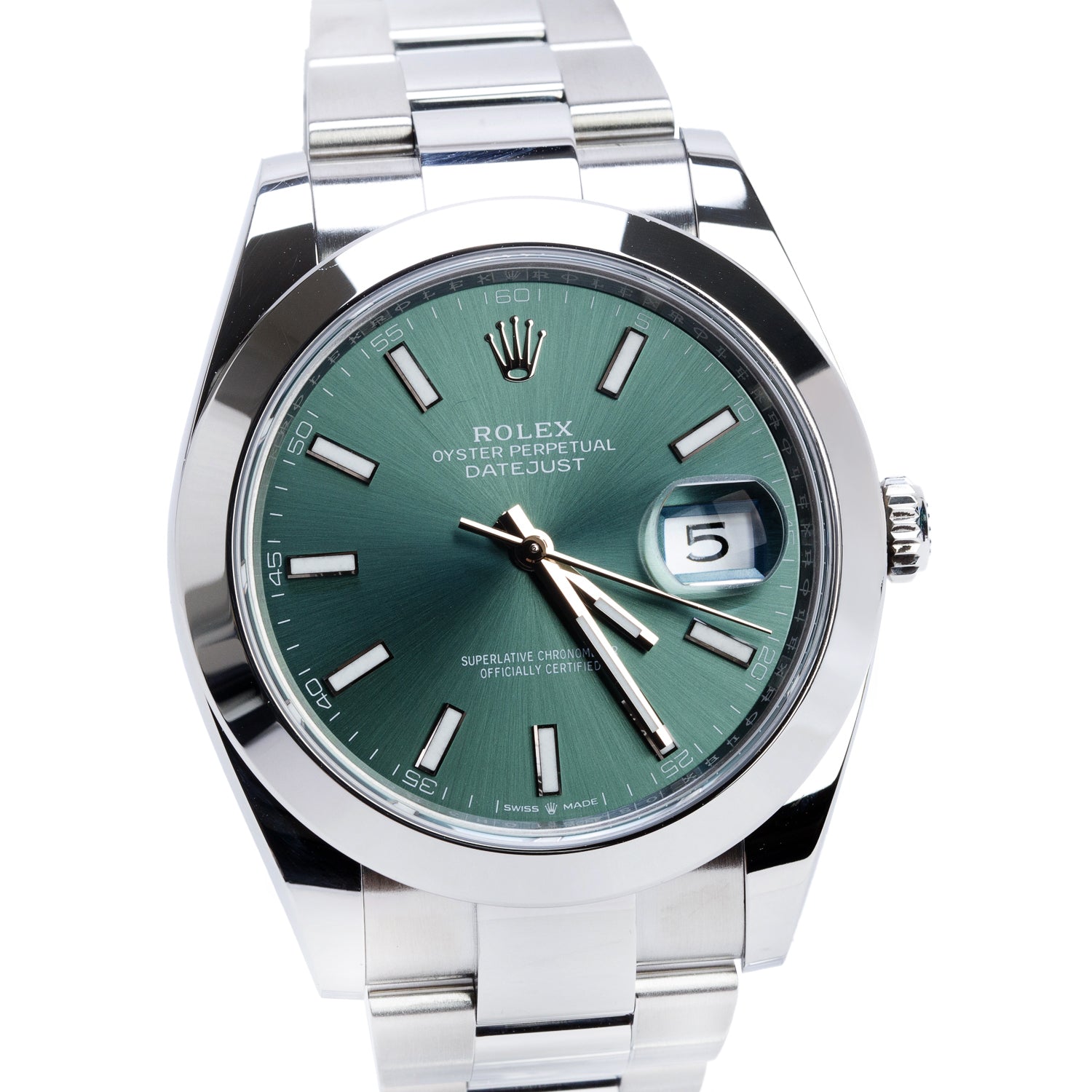 Rolex 2024 Stainless Steel Datejust 41 MM Automatic Watch Mint Green Dial 126300 w/ Box & Papers