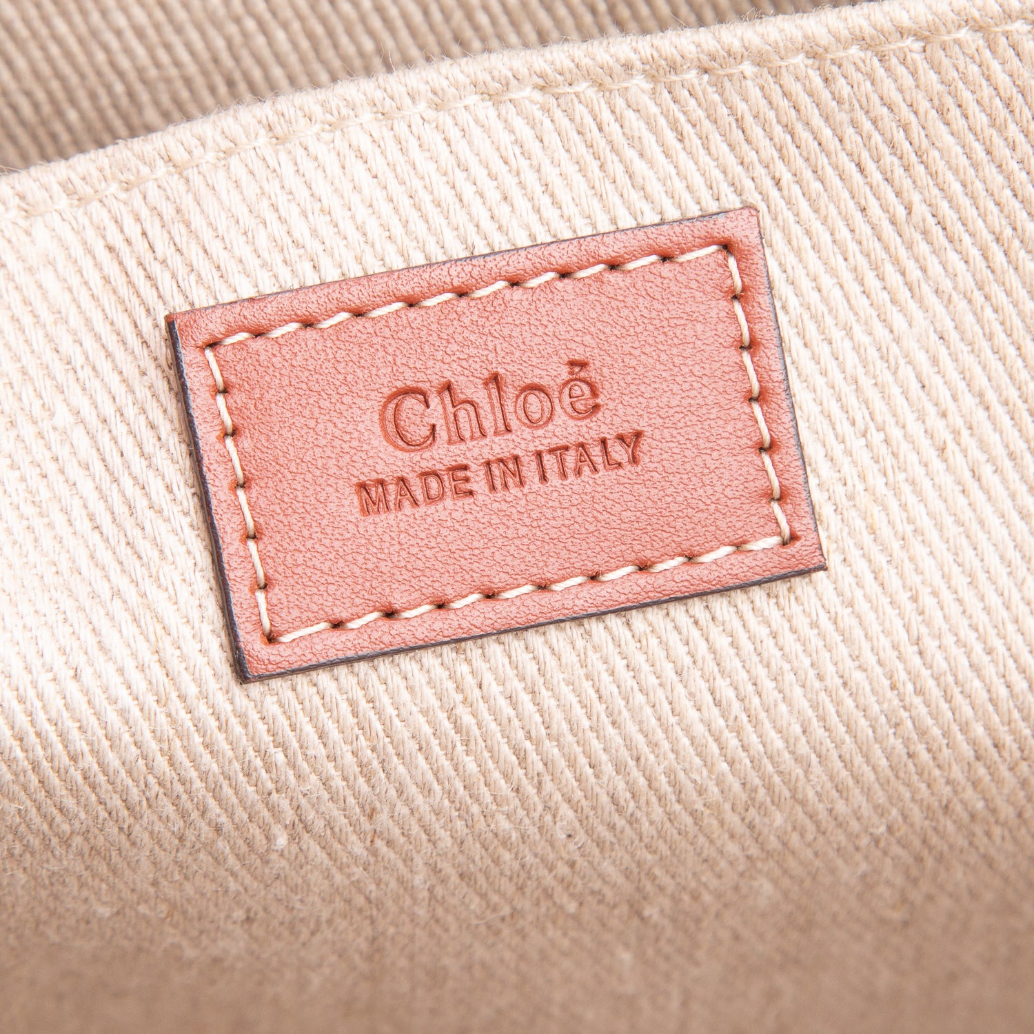 Chloe 2022 Beige Calfskin Linen Medium Woody Tote Bag