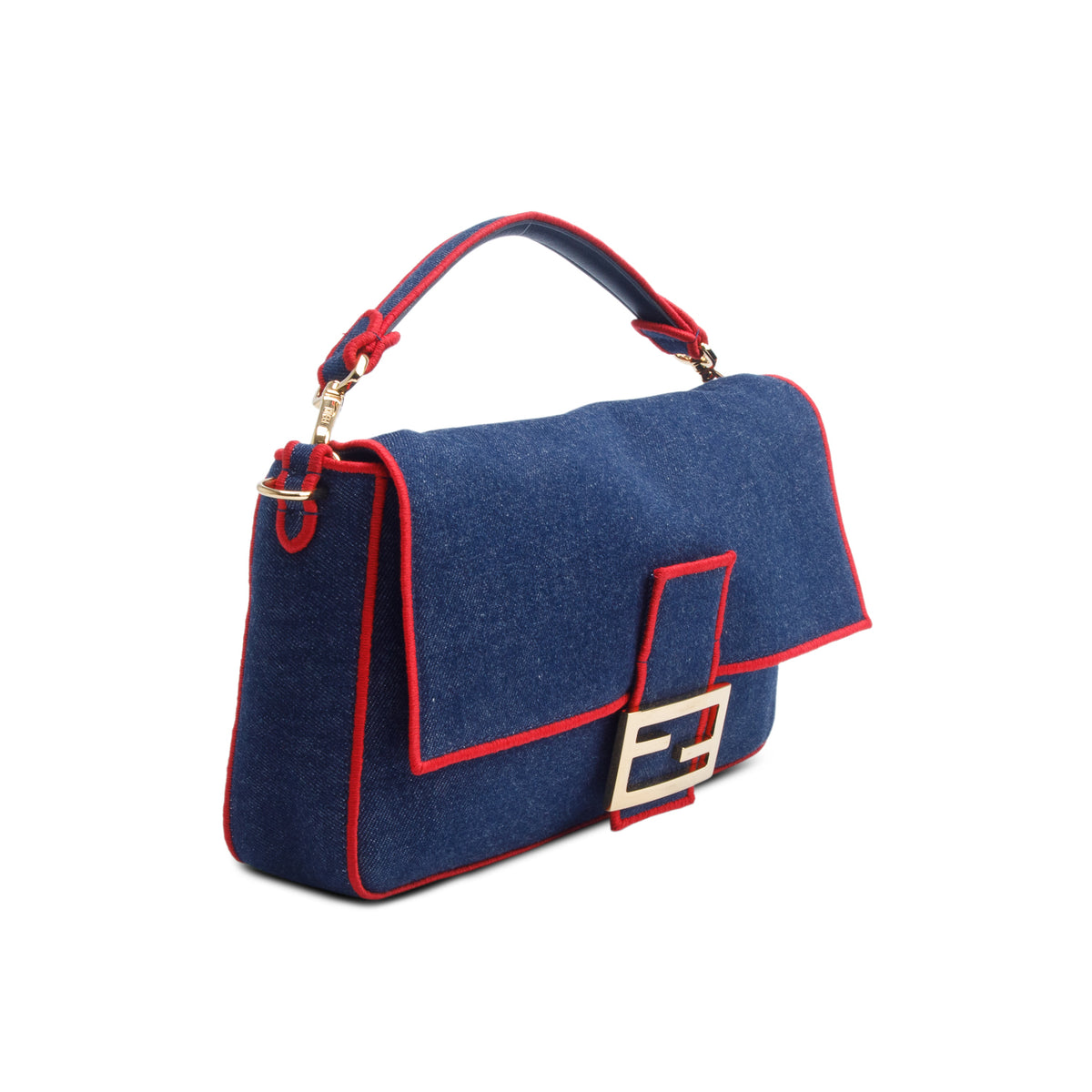 Fendi Blue Denim Large Baguette w/ Straps