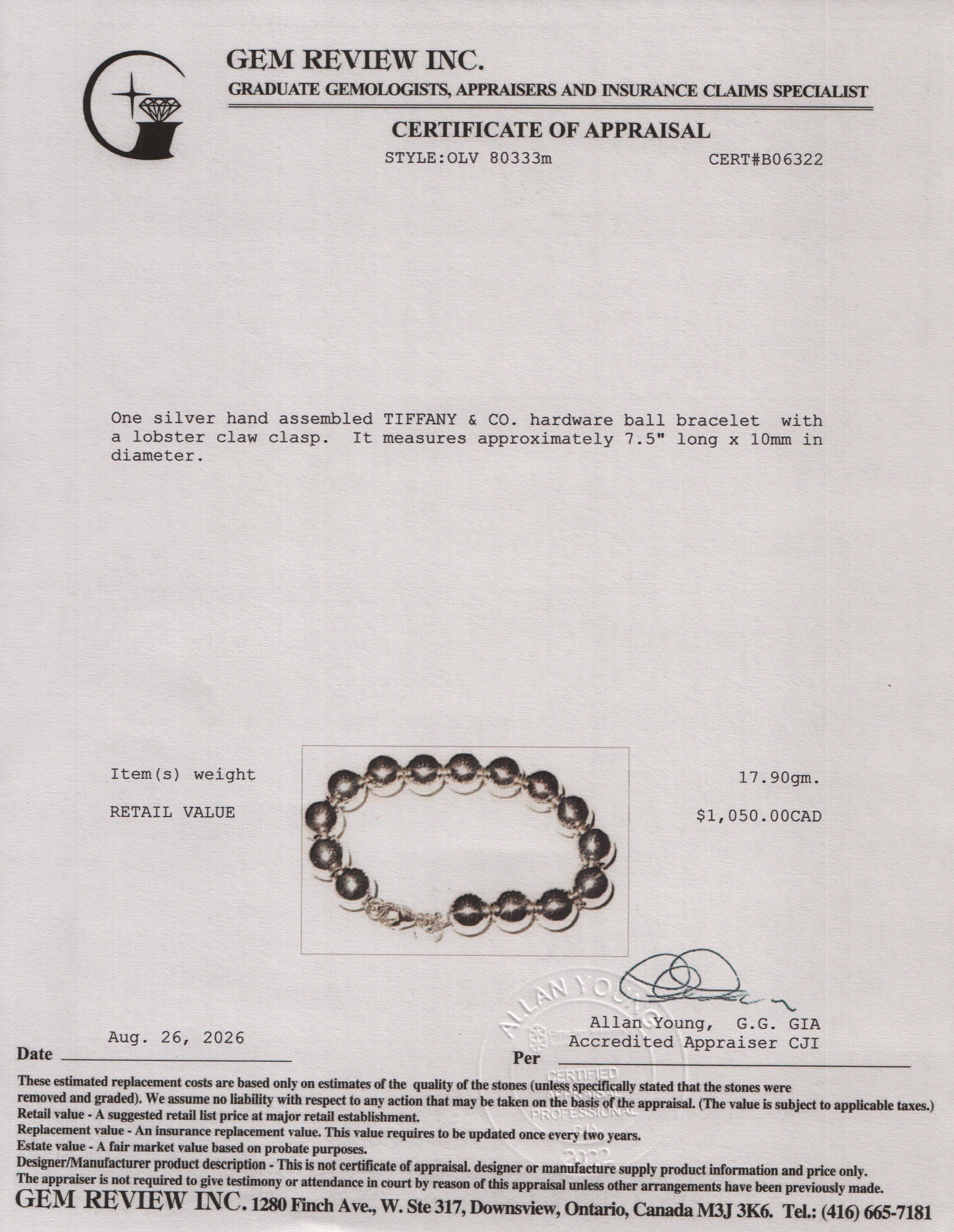 Tiffany & Co. Sterling Silver 10 MM HardWear Ball Bracelet