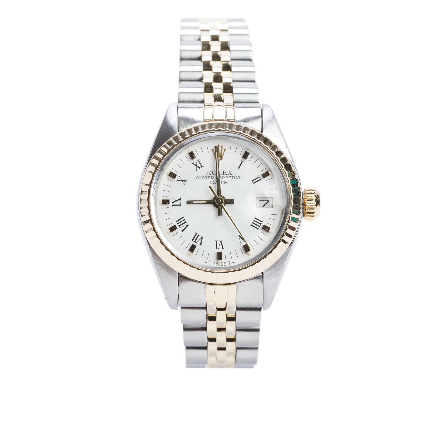 Rolex Stainless Steel & 18k Yellow Gold Datejust 26 MM Watch White Roman Dial 6917