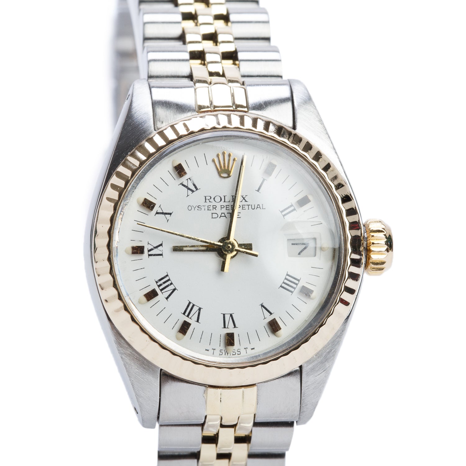 Rolex Stainless Steel & 18k Yellow Gold Datejust 26 MM Watch White Roman Dial 6917