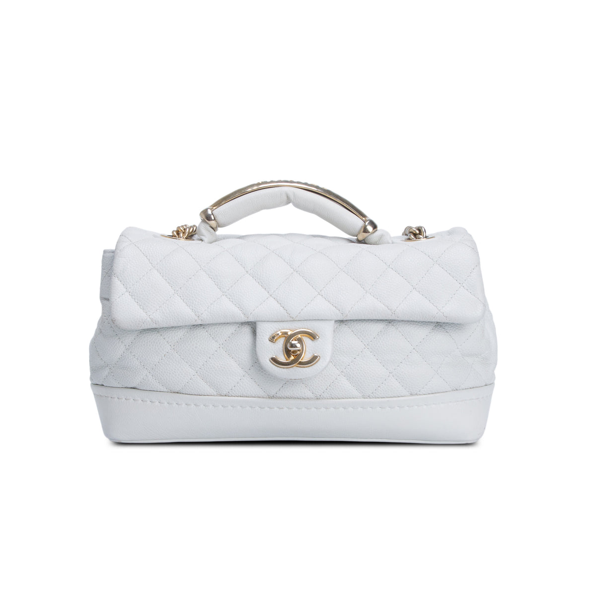 Chanel White Caviar Medium Globe Trotter Flap