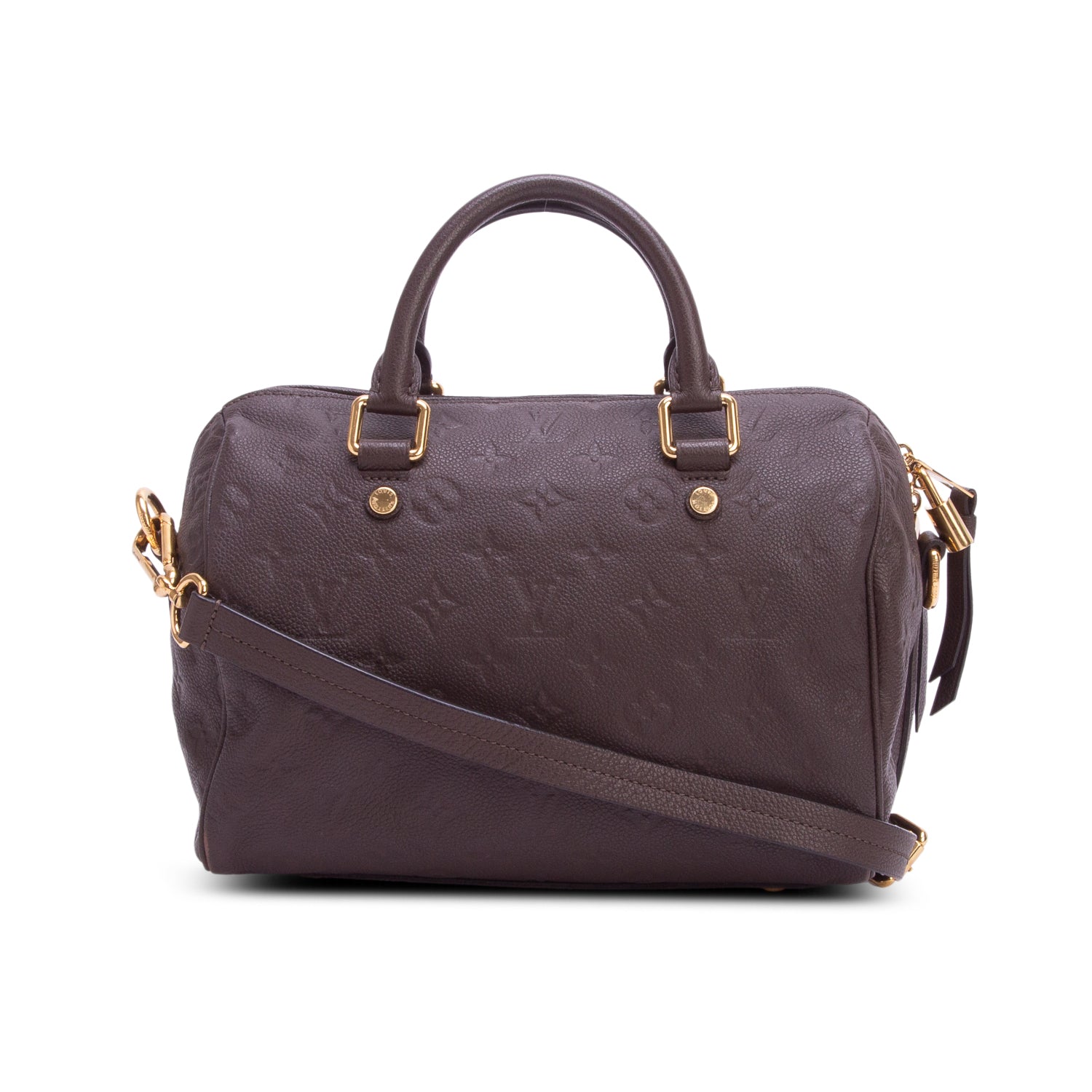 Louis Vuitton Brown Monogram Empreinte Leather Speedy Bandouliere 25 w/ Strap