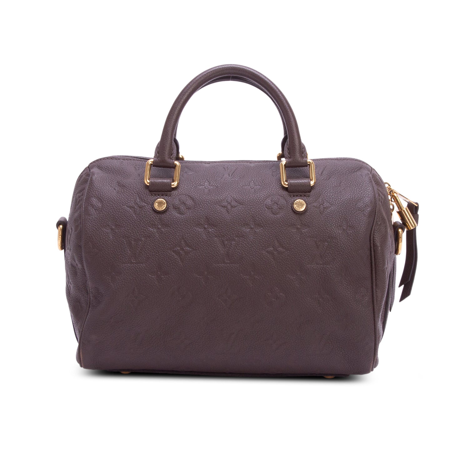 Louis Vuitton Brown Monogram Empreinte Leather Speedy Bandouliere 25 w/ Strap