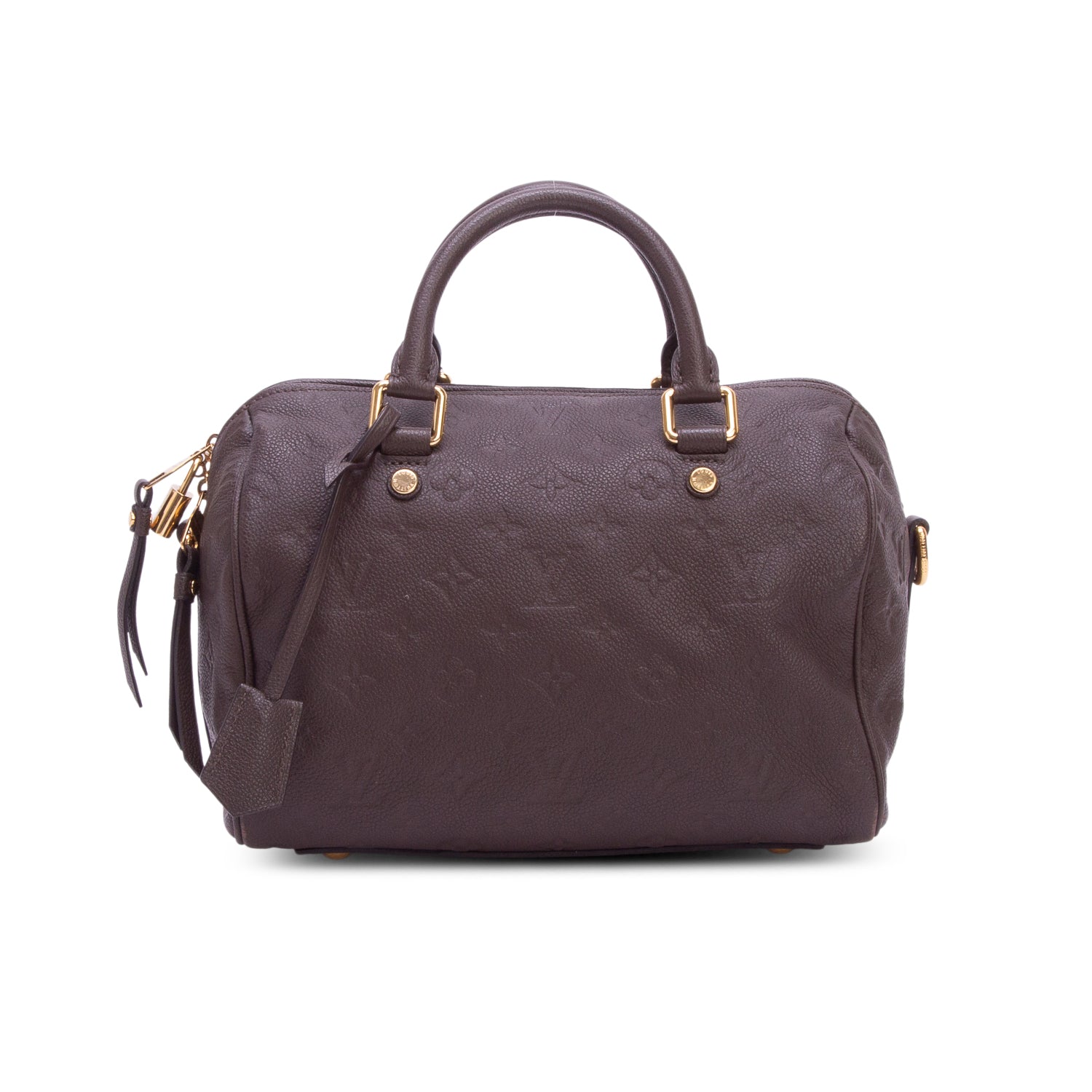 Louis Vuitton Brown Monogram Empreinte Leather Speedy Bandouliere 25 w/ Strap
