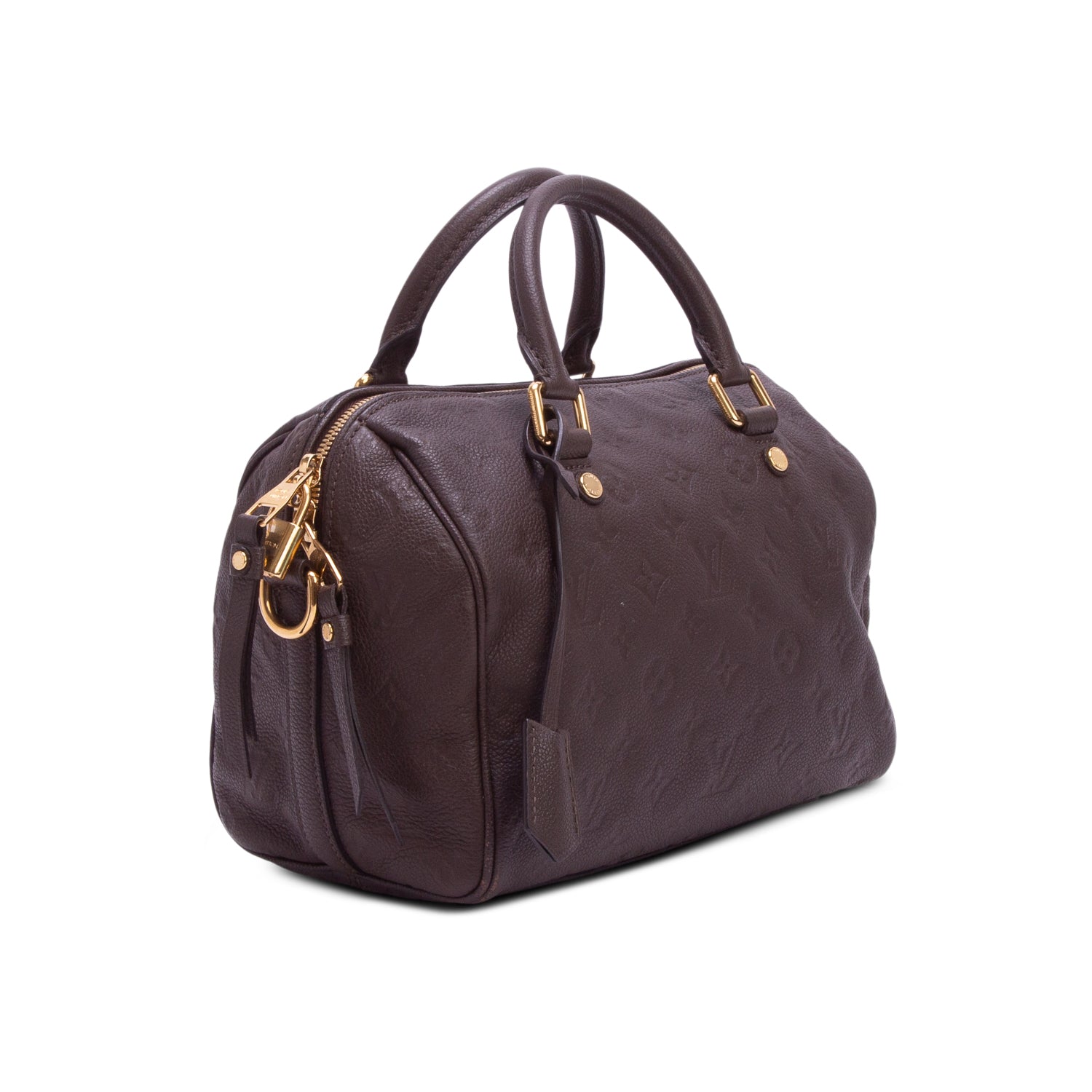 Louis Vuitton Brown Monogram Empreinte Leather Speedy Bandouliere 25 w/ Strap