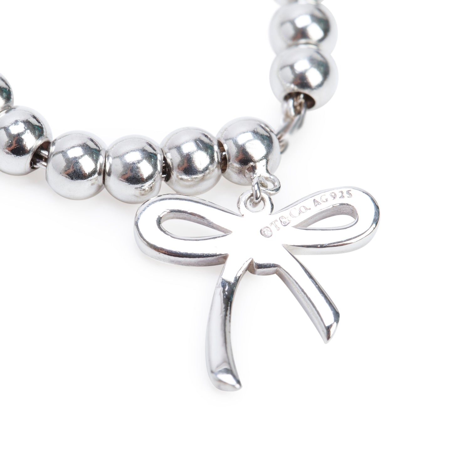 Tiffany & Co. Sterling Silver Mini Bow 4 MM Bead Bracelet