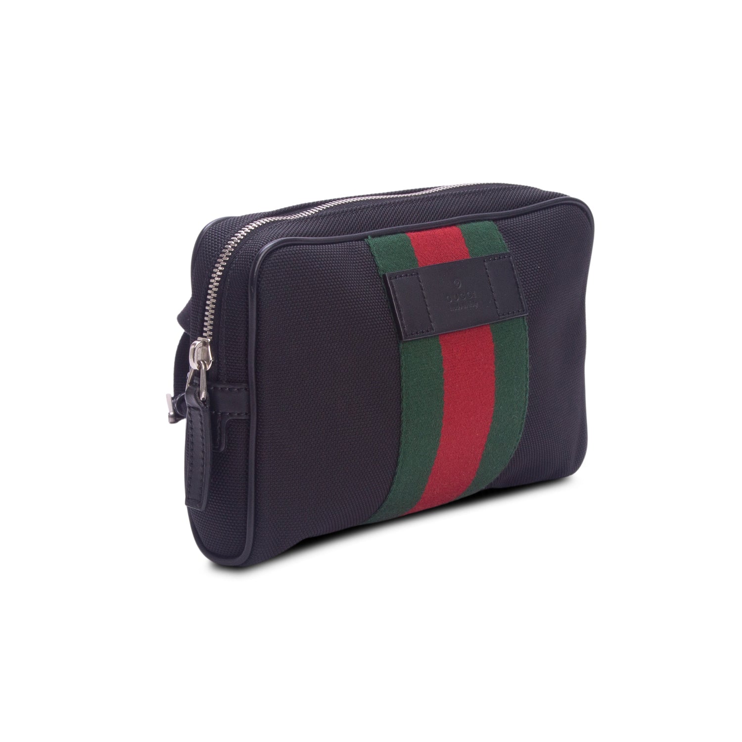 Gucci Black Canvas Web Slim Belt Bag w/ Box