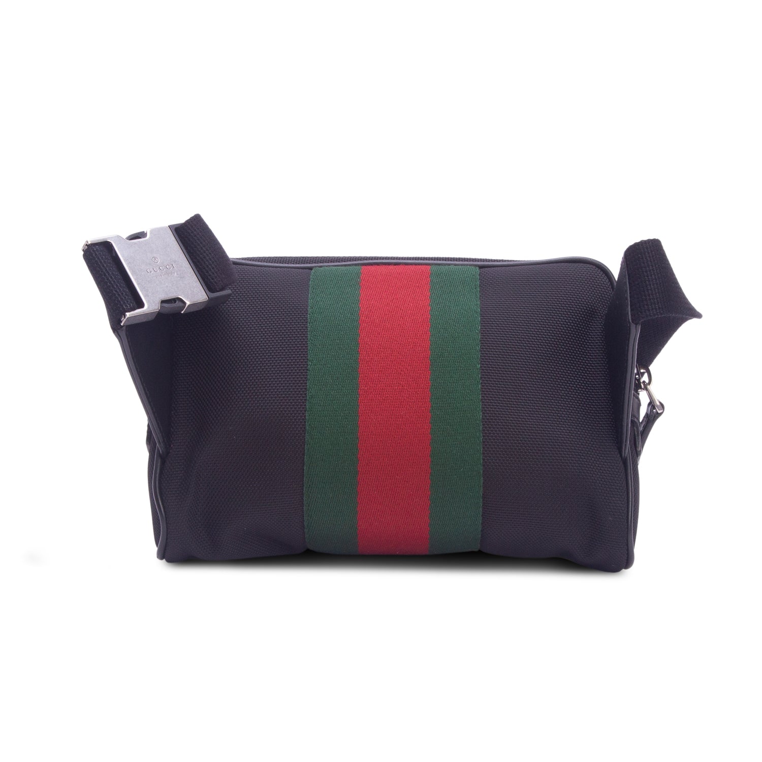 Gucci Black Canvas Web Slim Belt Bag w/ Box