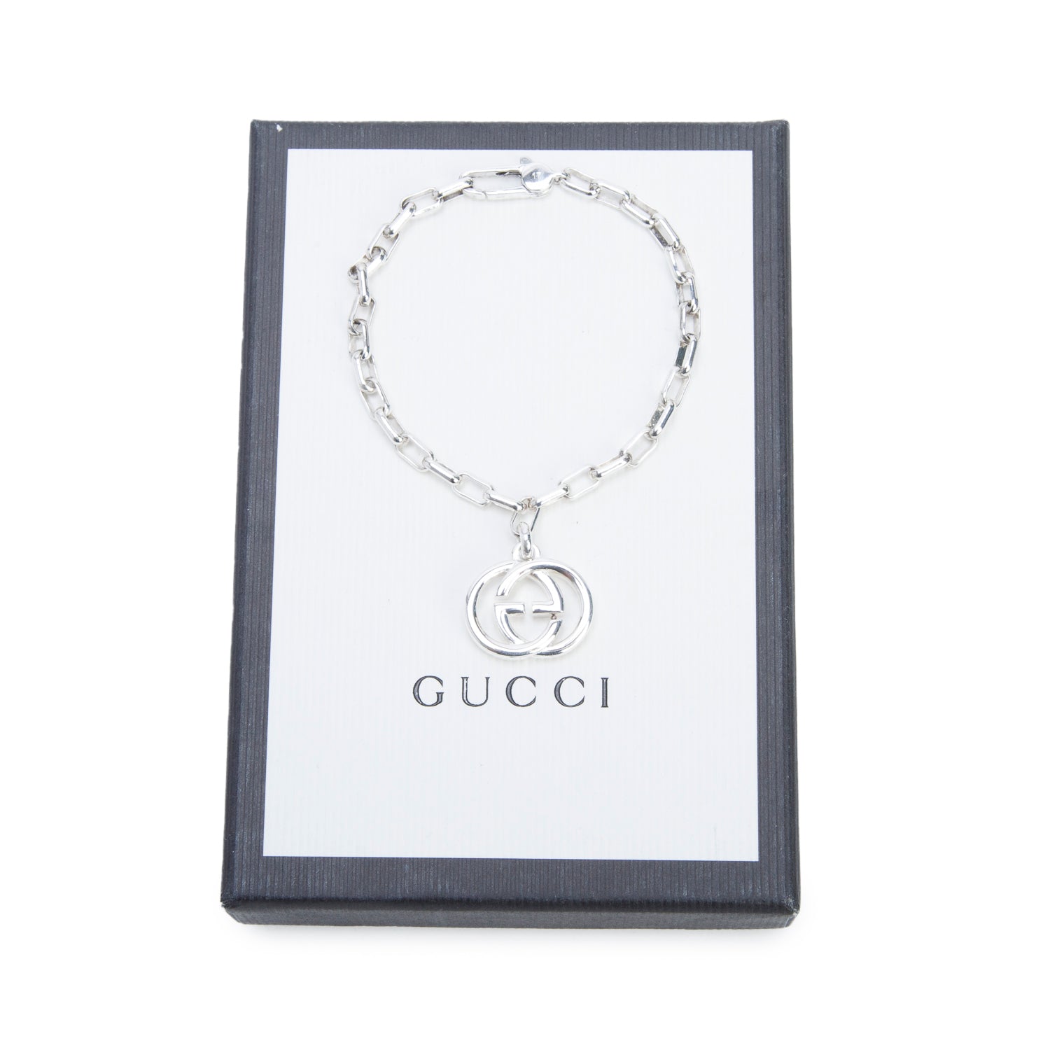 Gucci Sterling Silver Interlocking G Bracelet w/ Box
