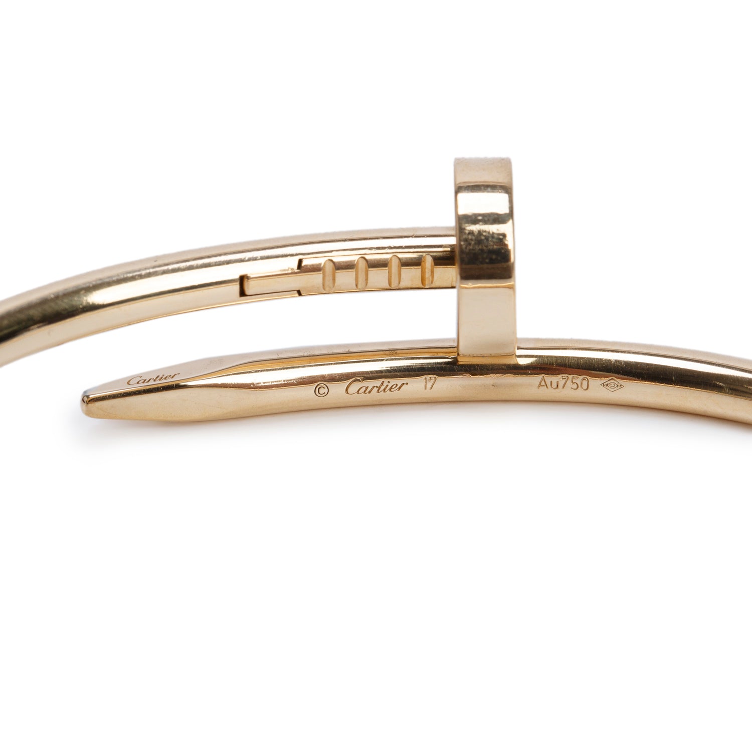 Cartier 18k Yellow Gold Juste Un Clou Bracelet, Classic Model Size 17 w/ Receipt