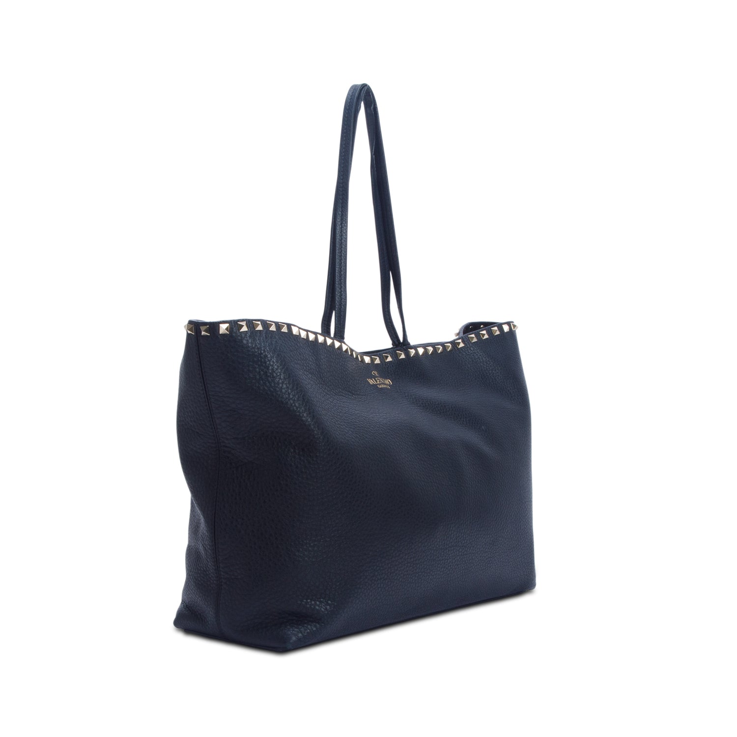 Valentino Black Grained Calfskin Large Rockstud Tote