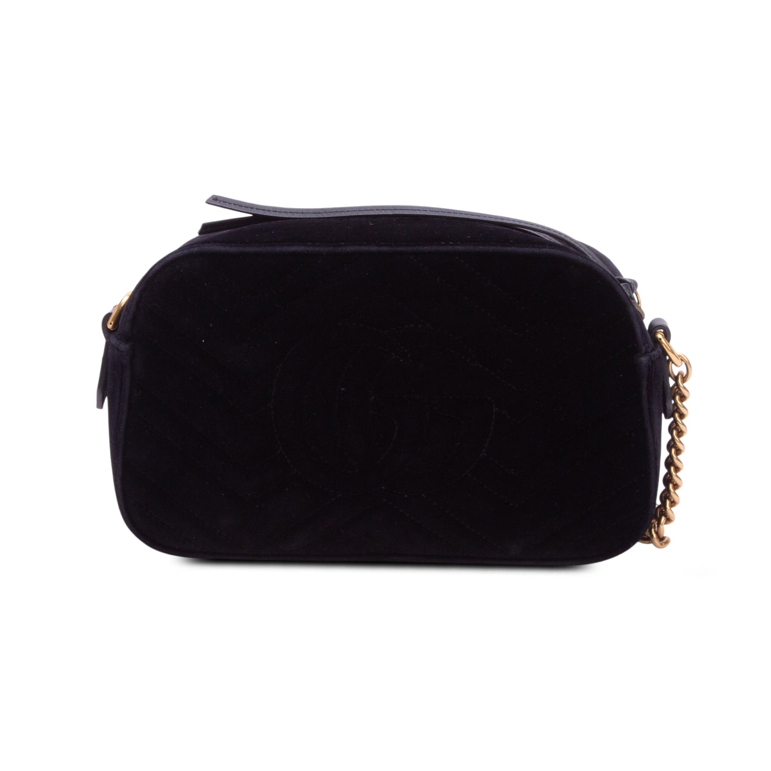 Gucci Black Velvet GG Marmont Matelasse Small Camera Bag