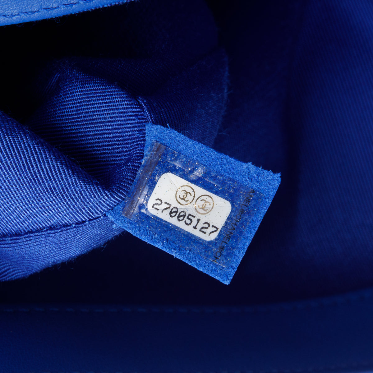 Chanel Blue Tweed Calfskin Medium Boy Bag w/ Authenticity Card