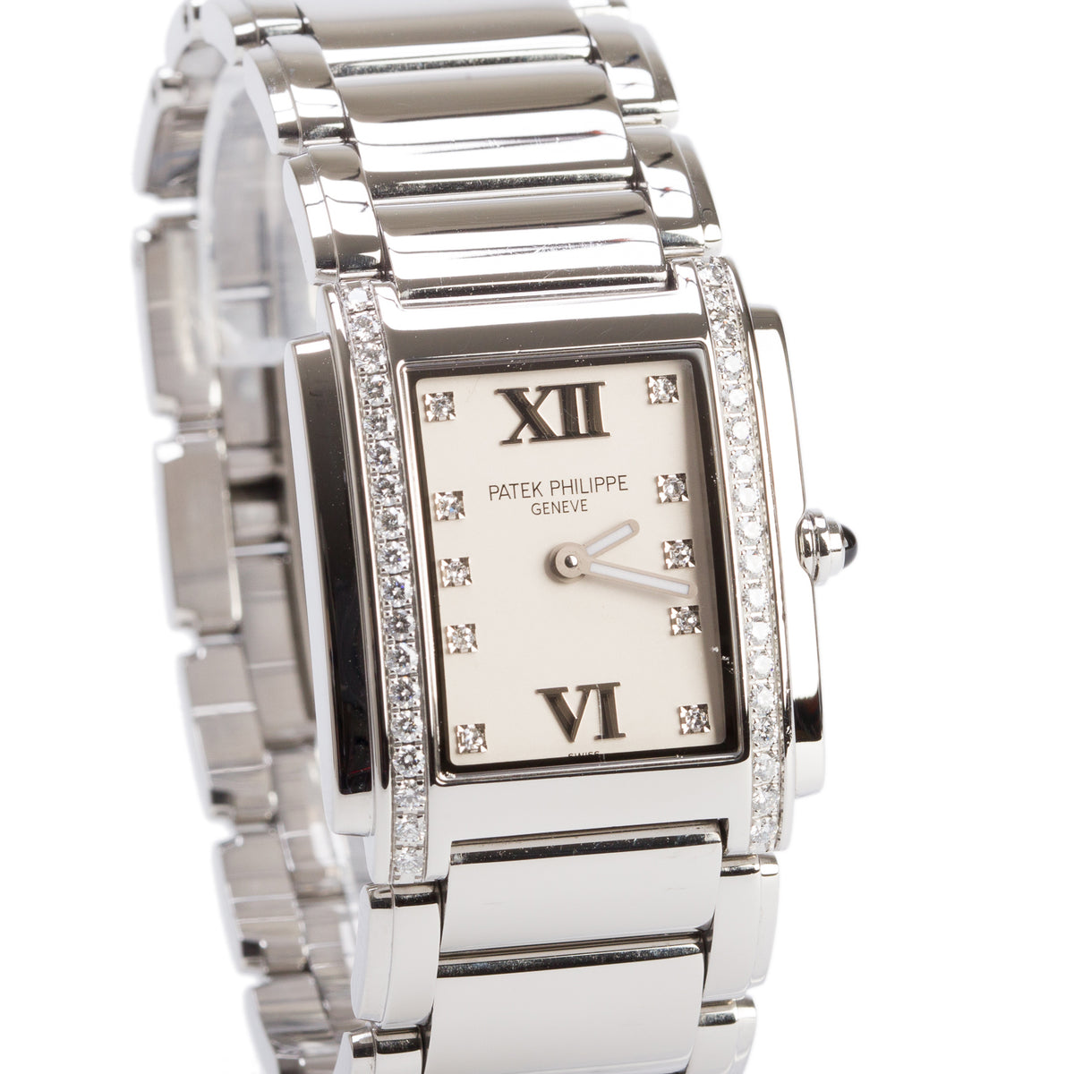Patek Philippe Stainless Steel Diamond Bezel Twenty-4  Watch Timeless White Diamond Dial w/ Box