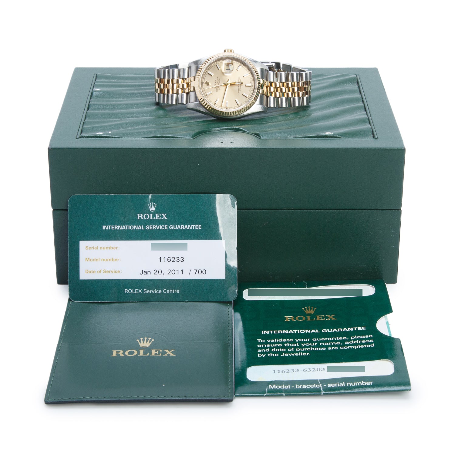 Rolex Stainless Steel & 18k Yellow Gold Datejust 36 MM Automatic Watch Champagne Dial 116233 w/ Box & Papers