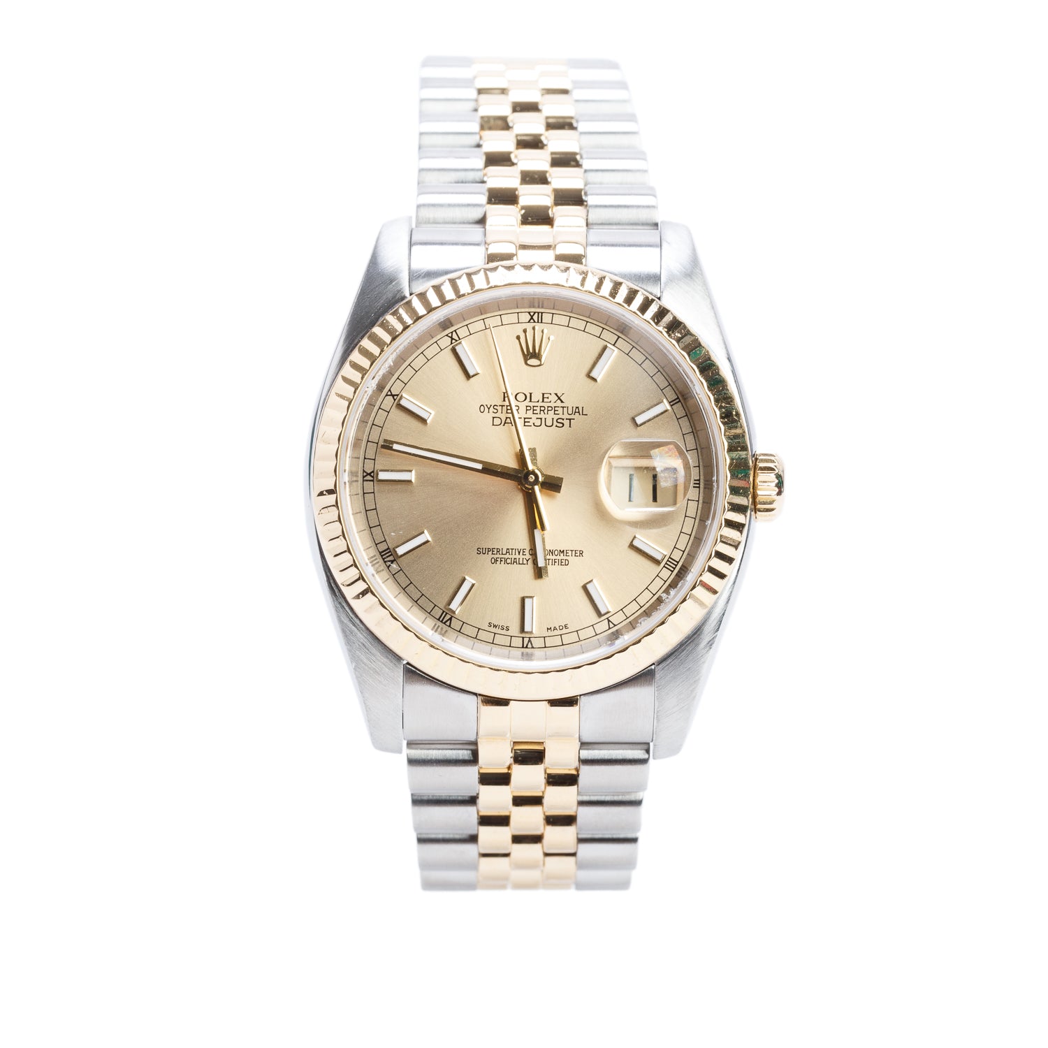 Rolex Stainless Steel & 18k Yellow Gold Datejust 36 MM Automatic Watch Champagne Dial 116233 w/ Box & Papers
