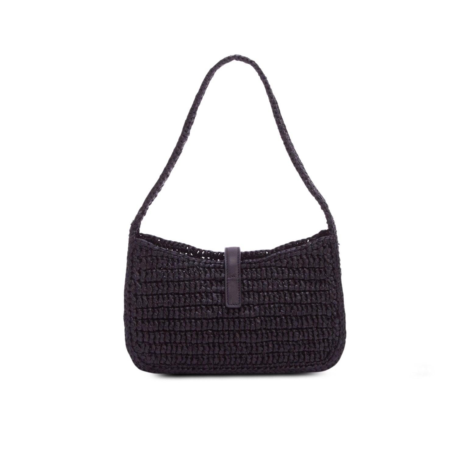 Saint Laurent 2025 Black Raffia Le 5 a 7 Mini Hobo