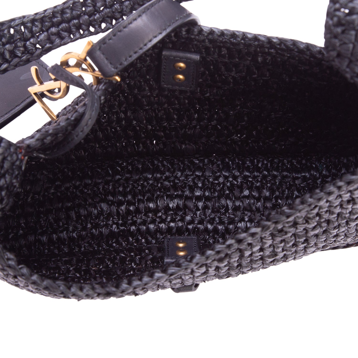 Saint Laurent 2025 Black Raffia Le 5 a 7 Mini Hobo