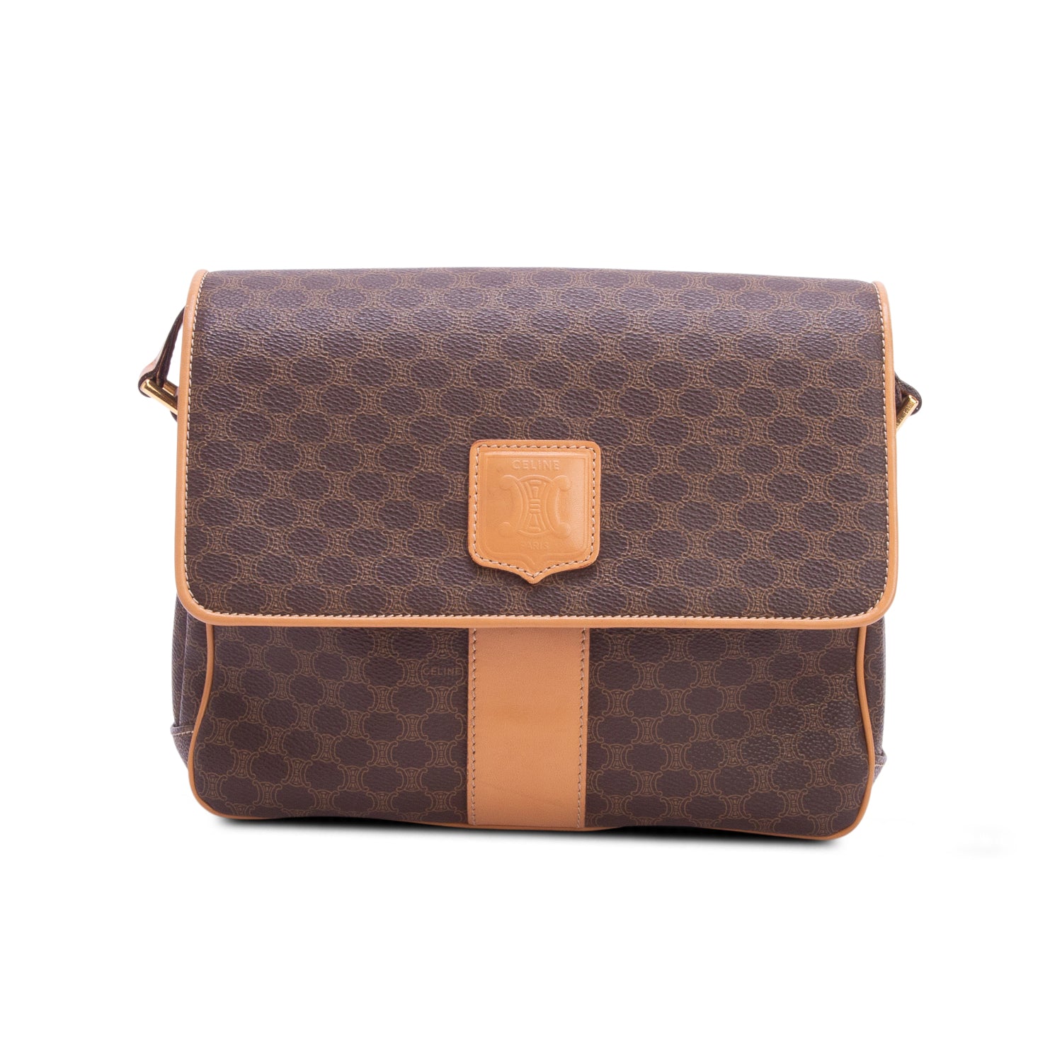 Celine Vintage Brown Macadam Shoulder Bag