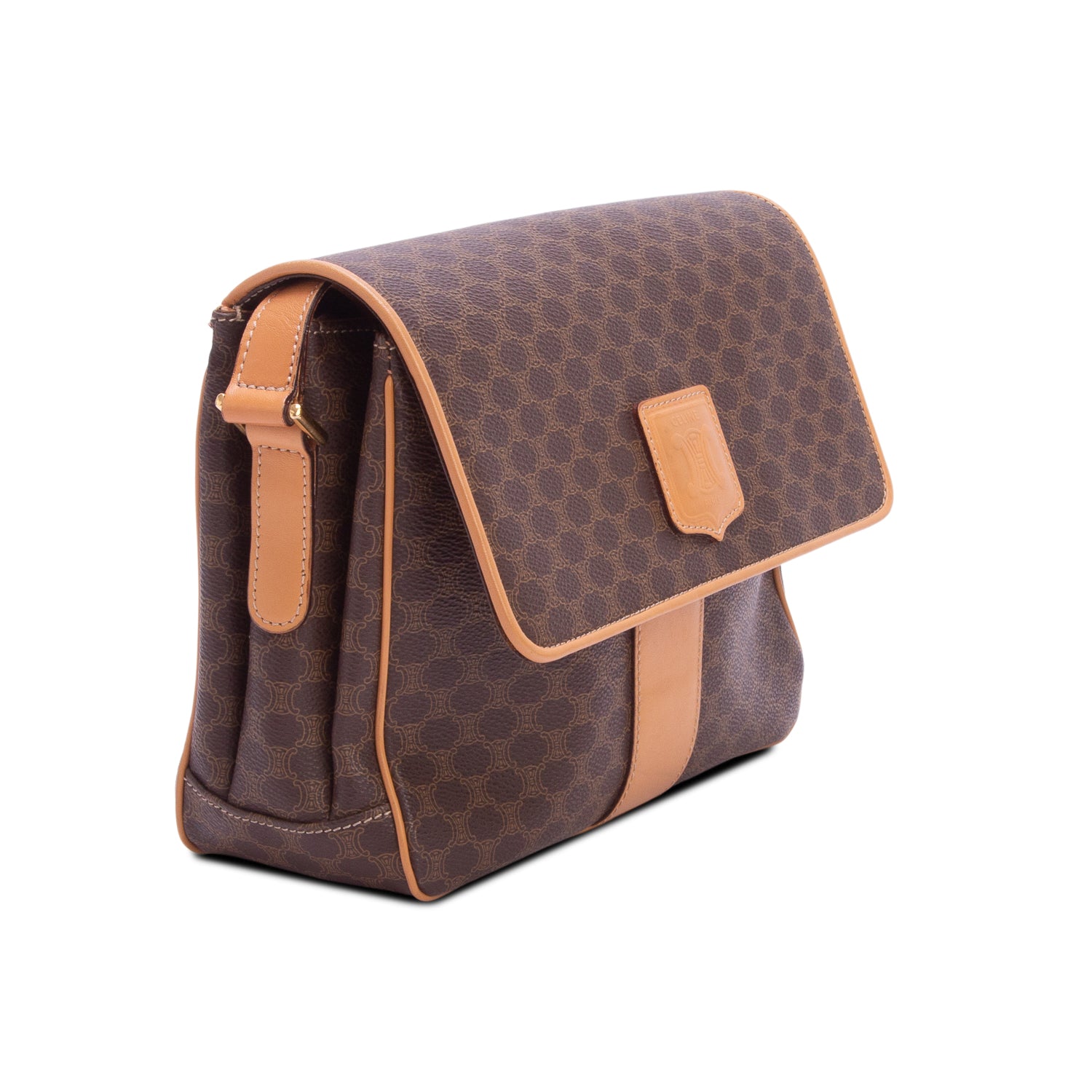 Celine Vintage Brown Macadam Shoulder Bag