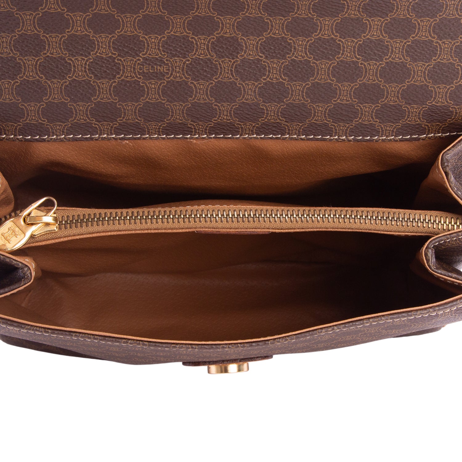 Celine Vintage Brown Macadam Shoulder Bag
