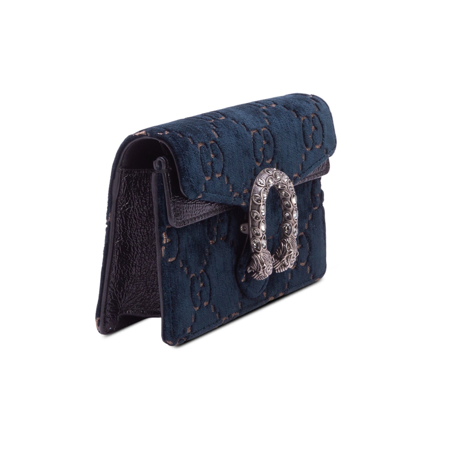 Gucci Blue Velvet GG Monogram Super Mini Dionysus Shoulder Bag w/ Box