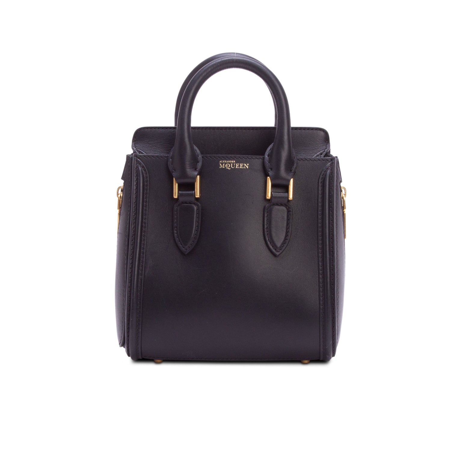 Alexander McQueen Black Calfskin Heroine Mini Top Handle