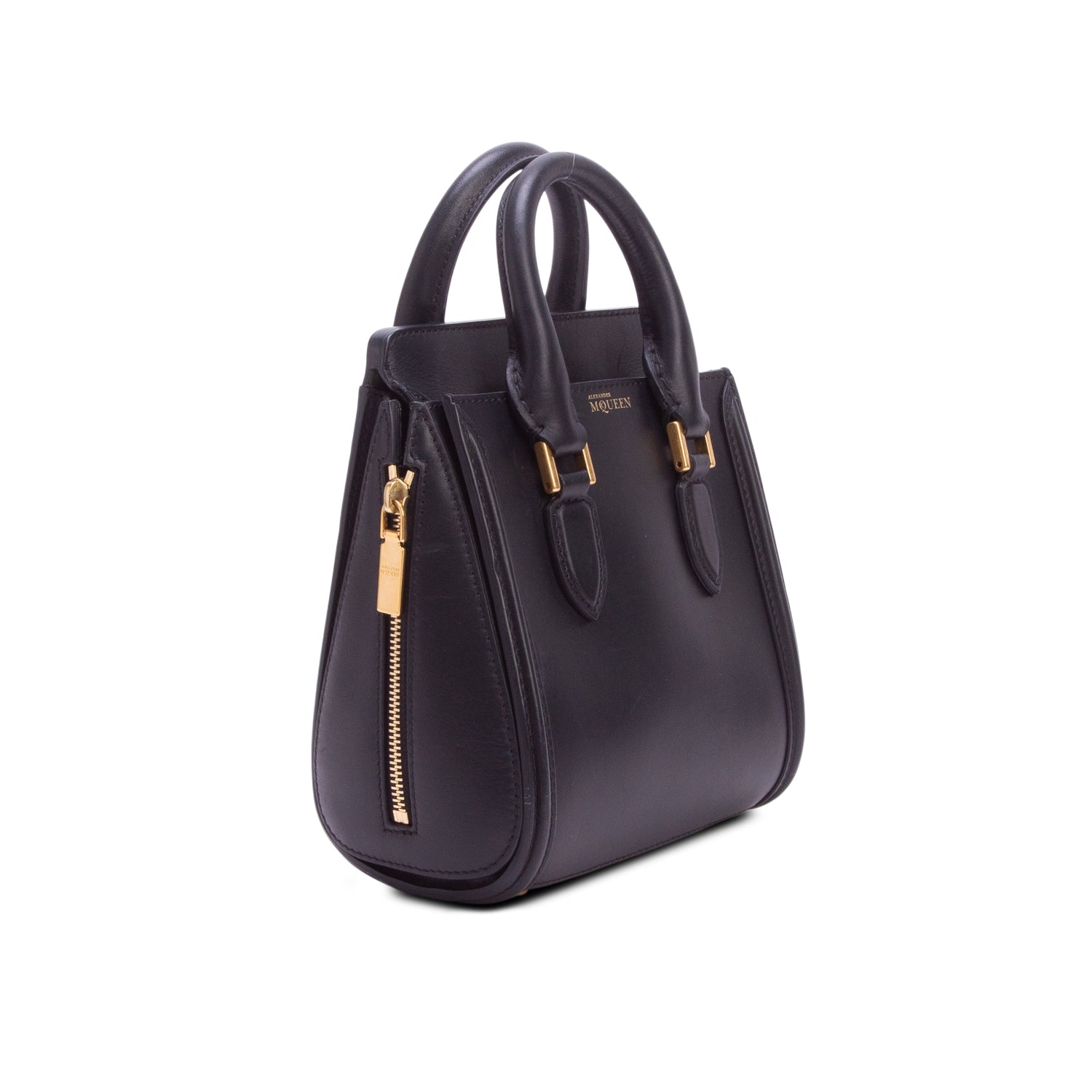 Alexander McQueen Black Calfskin Heroine Mini Top Handle