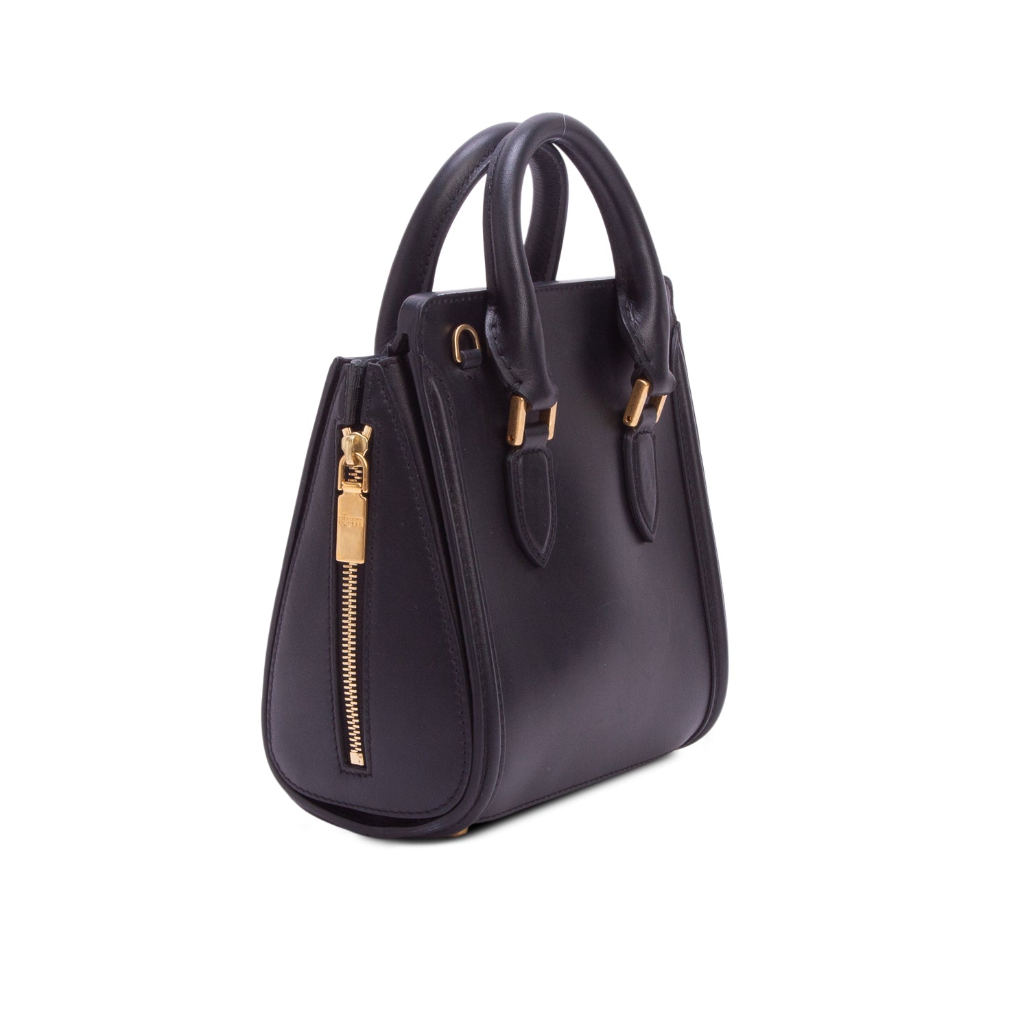 Alexander McQueen Black Calfskin Heroine Mini Top Handle