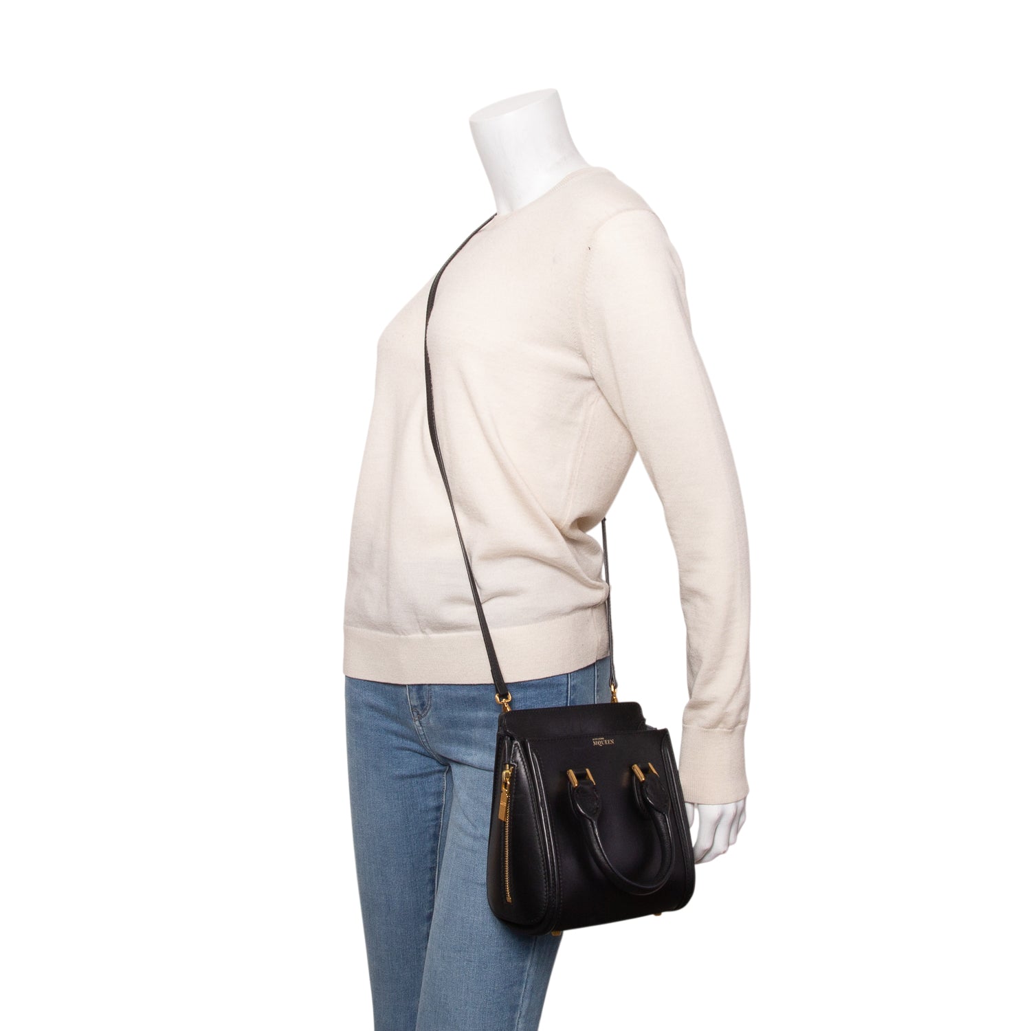 Alexander McQueen Black Calfskin Heroine Mini Top Handle