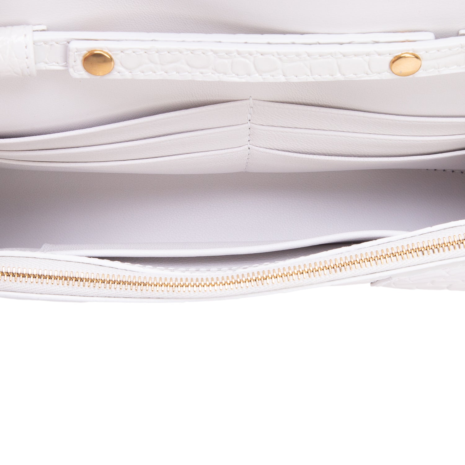 Balenciaga White Shiny Calfskin Croc Embossed Hourglass Wallet on Chain w/ Box