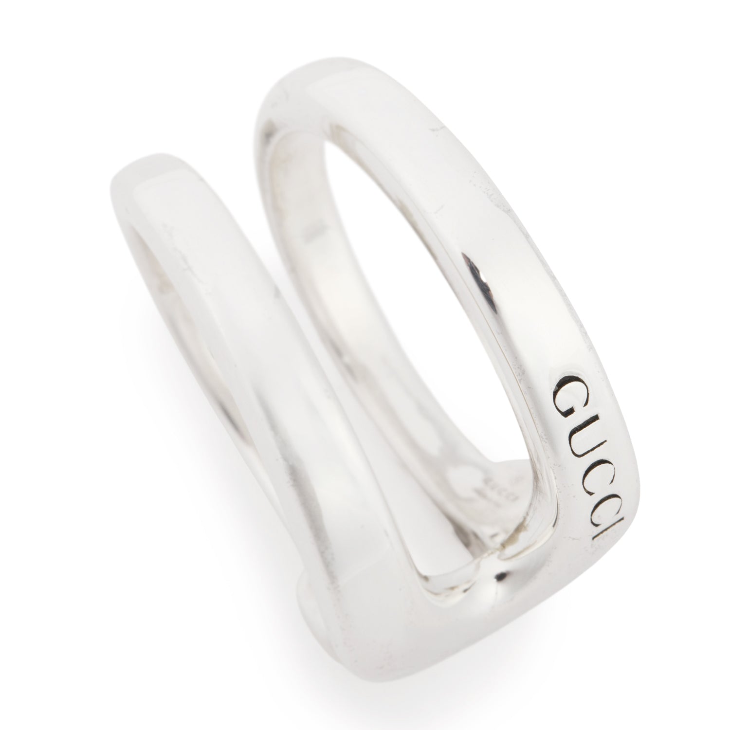 Gucci Sterling Silver Stirrup Wrapped Horsebit Ring, Size 8