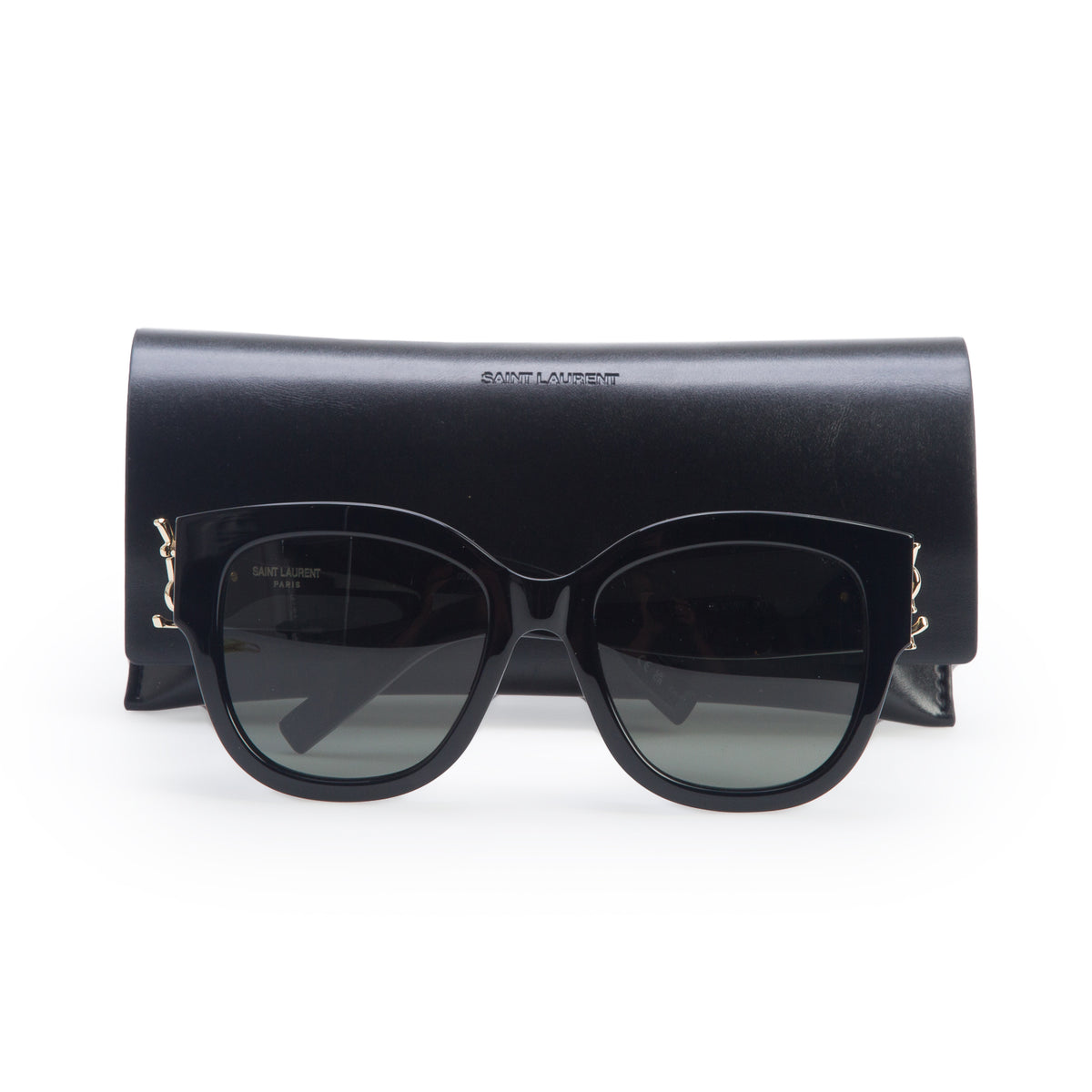 Saint Laurent SL M95/F Black Acetate Logo Cat Eye Sunglasses w/ Case