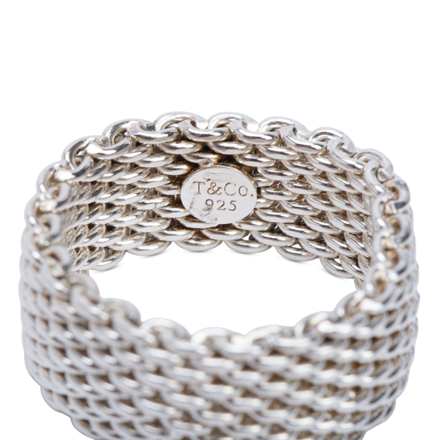 Tiffany & Co. Sterling Silver Somerset Mesh Ring, Size 9.75